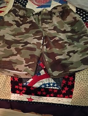 Kids Camo Print Elastic Waist Shorts - Green